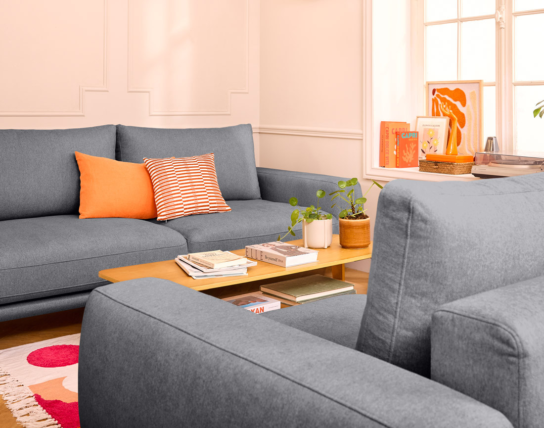 Canapé droit 3 places convertible en tissu Vicence