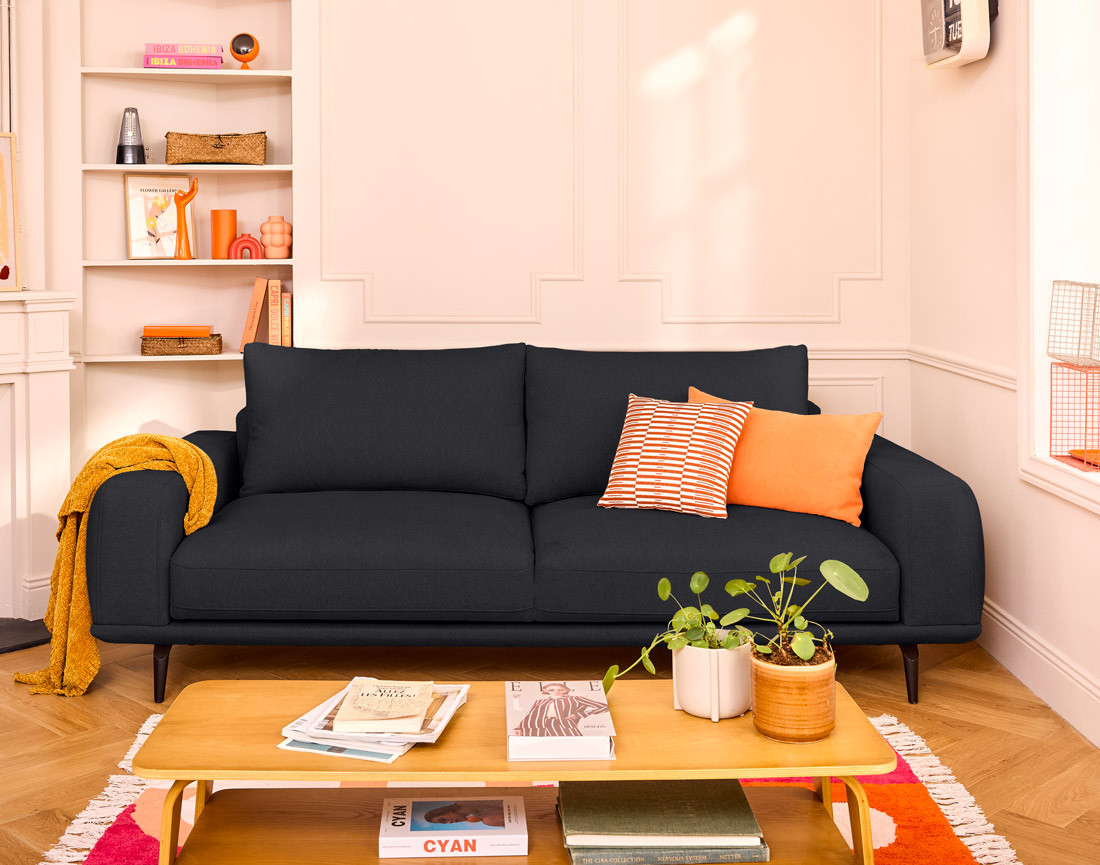 Canapé droit 3 places convertible en tissu Vicence