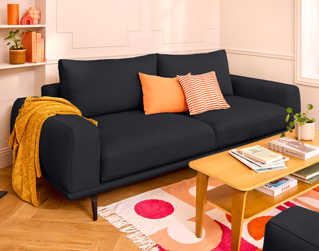 Canapé droit 3 places convertible en tissu Vicence