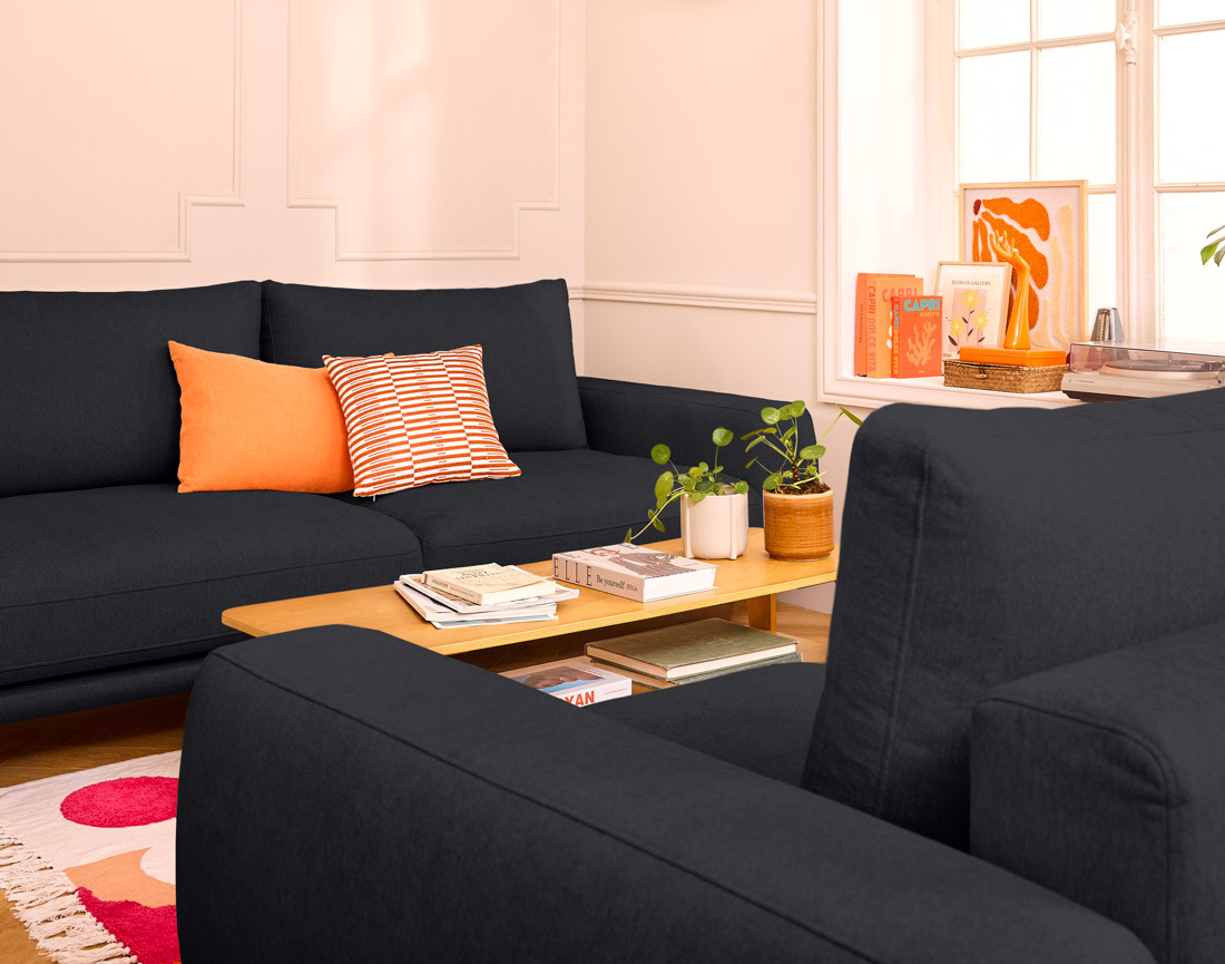 Canapé droit 3 places convertible en tissu Vicence