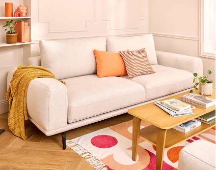 Canapé droit 3 places convertible en tissu Vicence