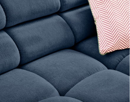 Canapé d'angle gauche 3 places avec têtières réglables en tissu texturé Matera