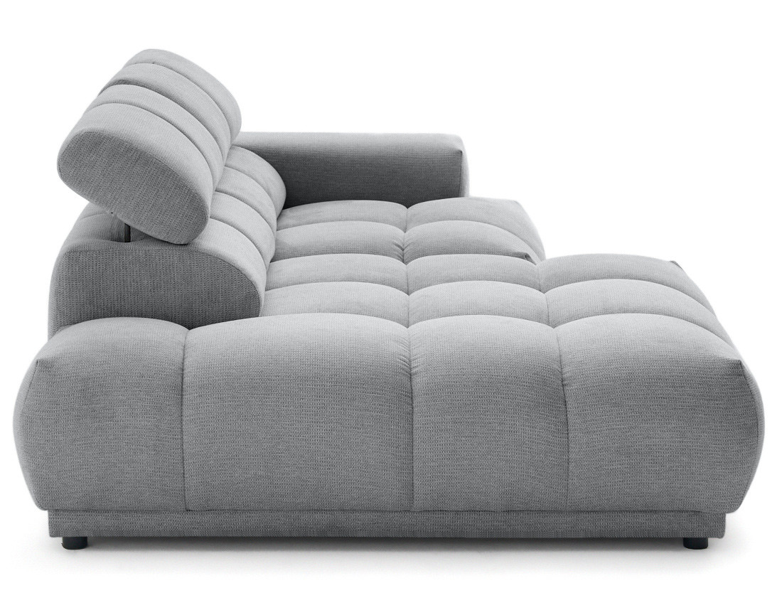 Canapé d'angle gauche 3 places avec têtières réglables en tissu texturé Matera