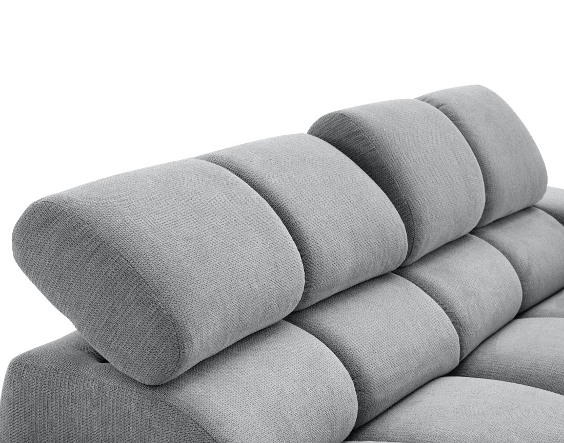 Canapé d'angle gauche 3 places avec têtières réglables en tissu texturé Matera