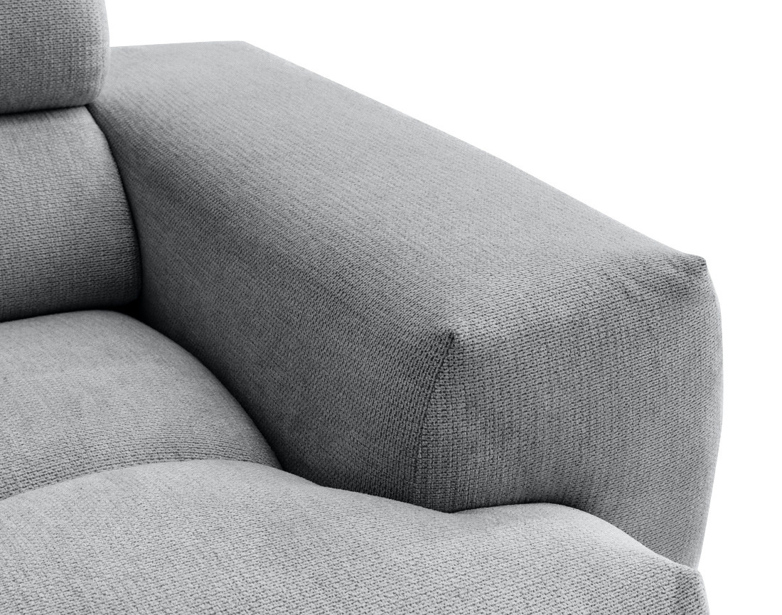 Canapé d'angle gauche 3 places avec têtières réglables en tissu texturé Matera
