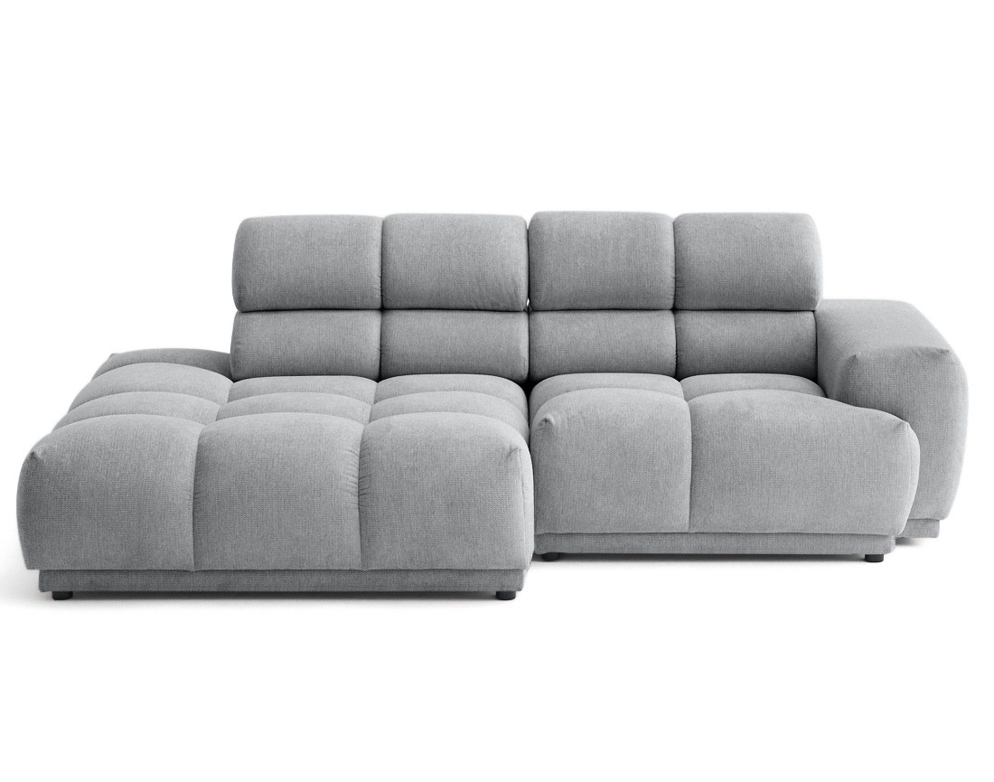 Canapé d'angle gauche 3 places avec têtières réglables en tissu texturé Matera