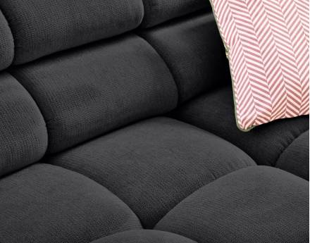 Canapé d'angle gauche 3 places avec têtières réglables en tissu texturé Matera