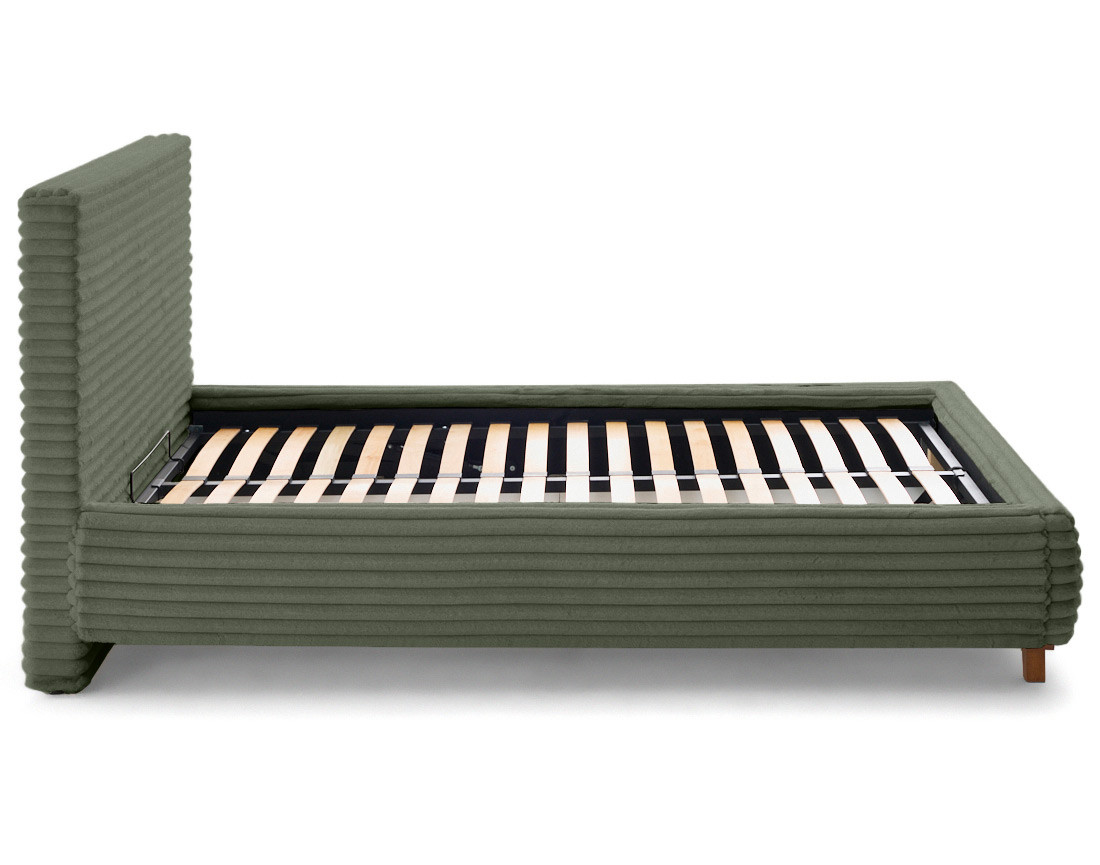 Lit coffre 140x200 cm sommier inclus fausse fourrure côtelé Cristal