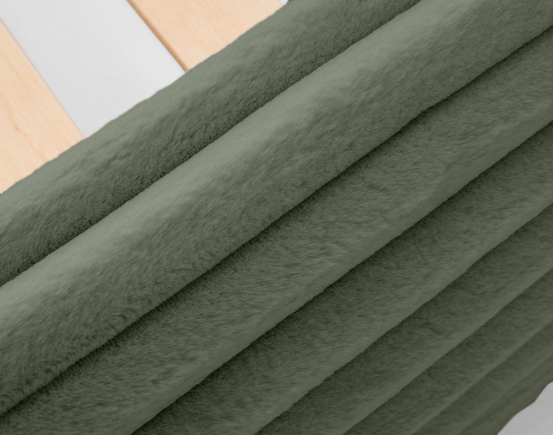 Lit coffre 140x200 cm sommier inclus fausse fourrure côtelé Cristal