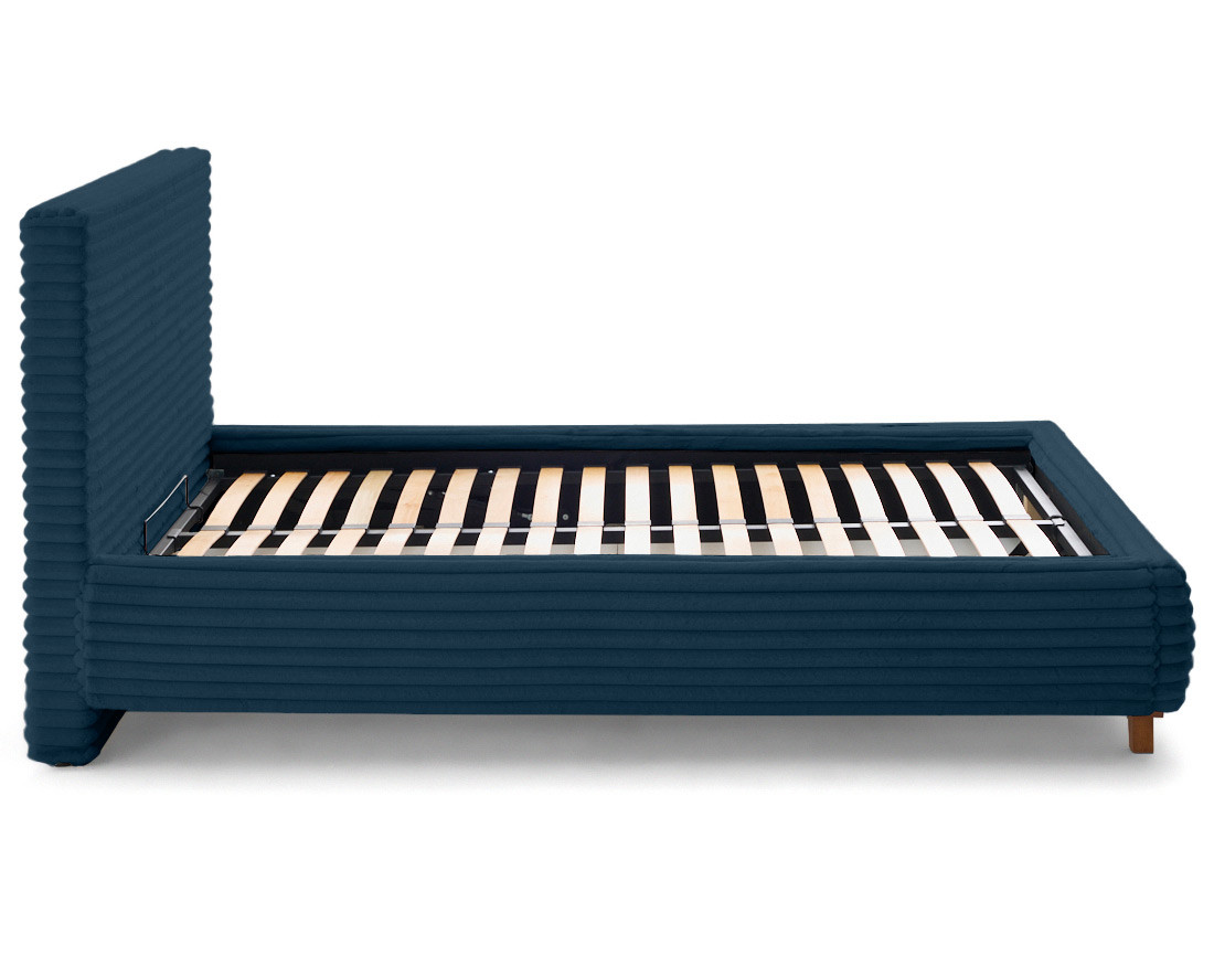 Lit coffre 140x200 cm sommier inclus fausse fourrure côtelé Cristal