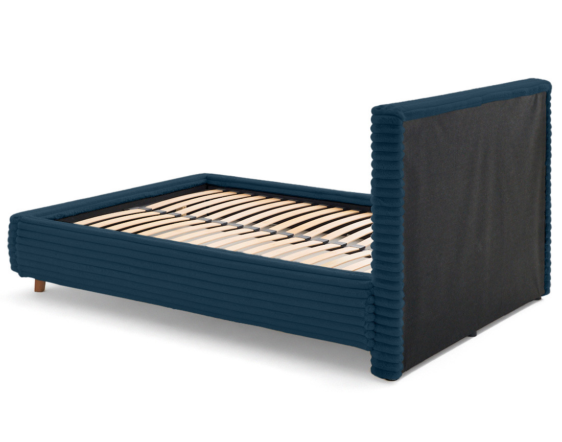 Lit coffre 140x200 cm sommier inclus fausse fourrure côtelé Cristal