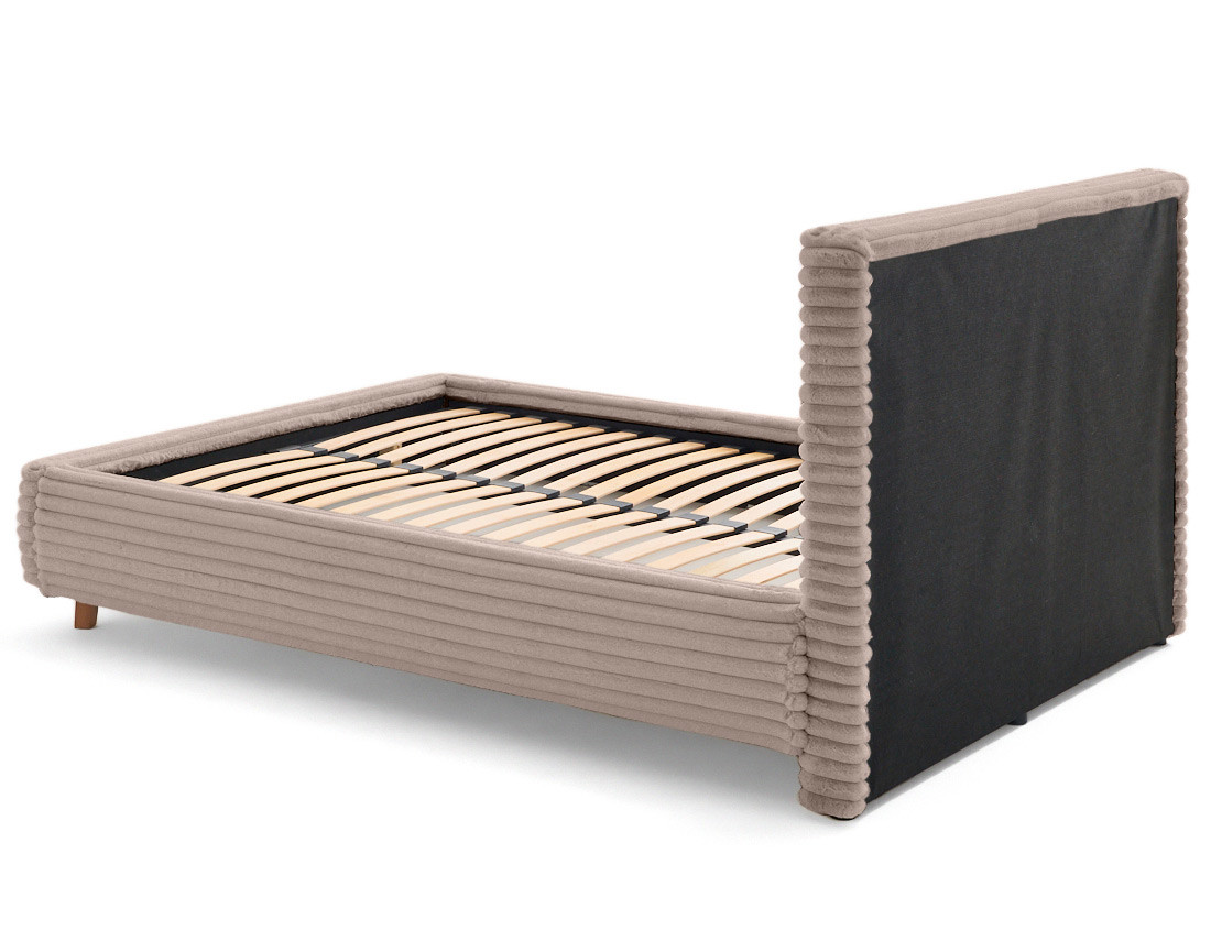 Lit coffre 160x200 sommier inclus fausse fourrure côtelé Cristal