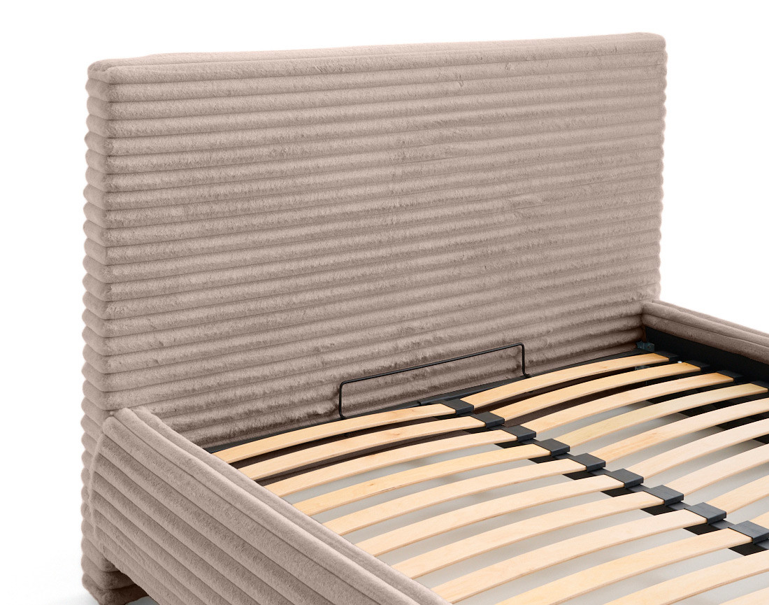 Lit coffre 160x200 sommier inclus fausse fourrure côtelé Cristal