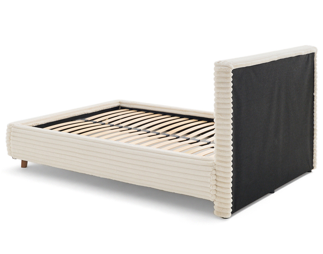 Lit coffre 160x200 sommier inclus fausse fourrure côtelé Cristal