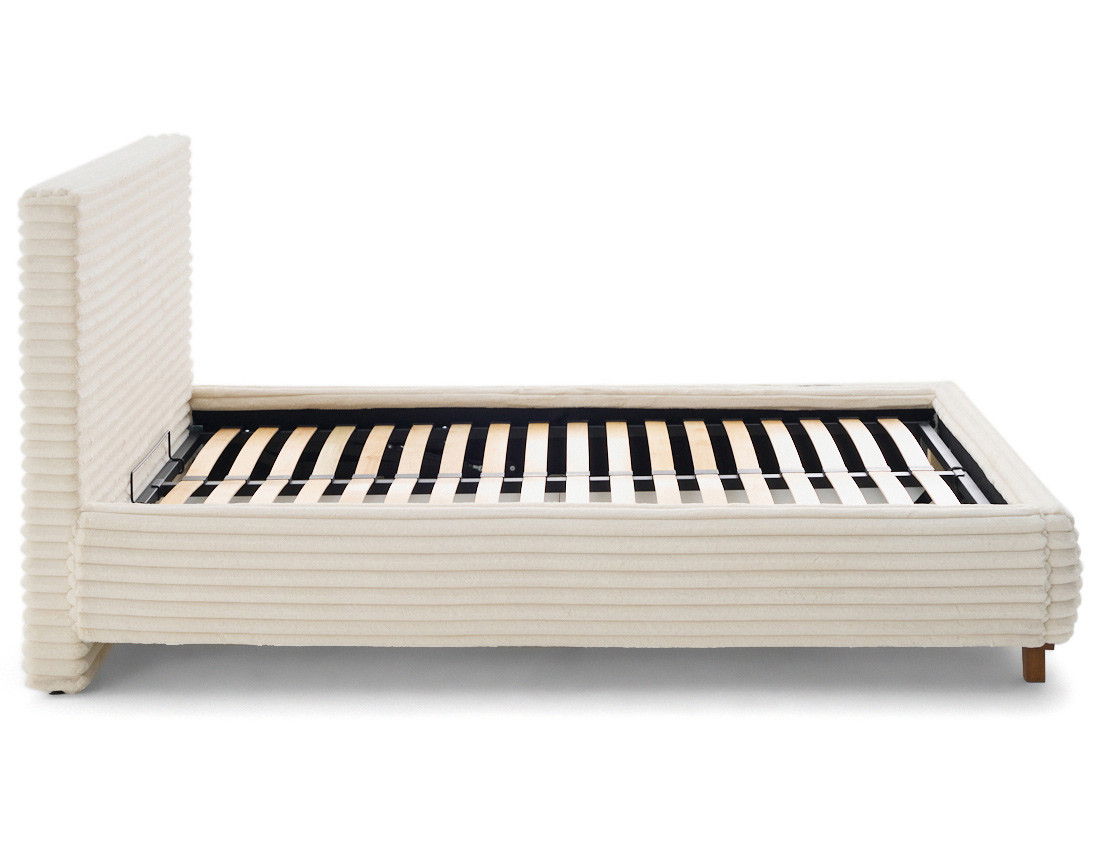 Lit coffre 160x200 sommier inclus fausse fourrure côtelé Cristal