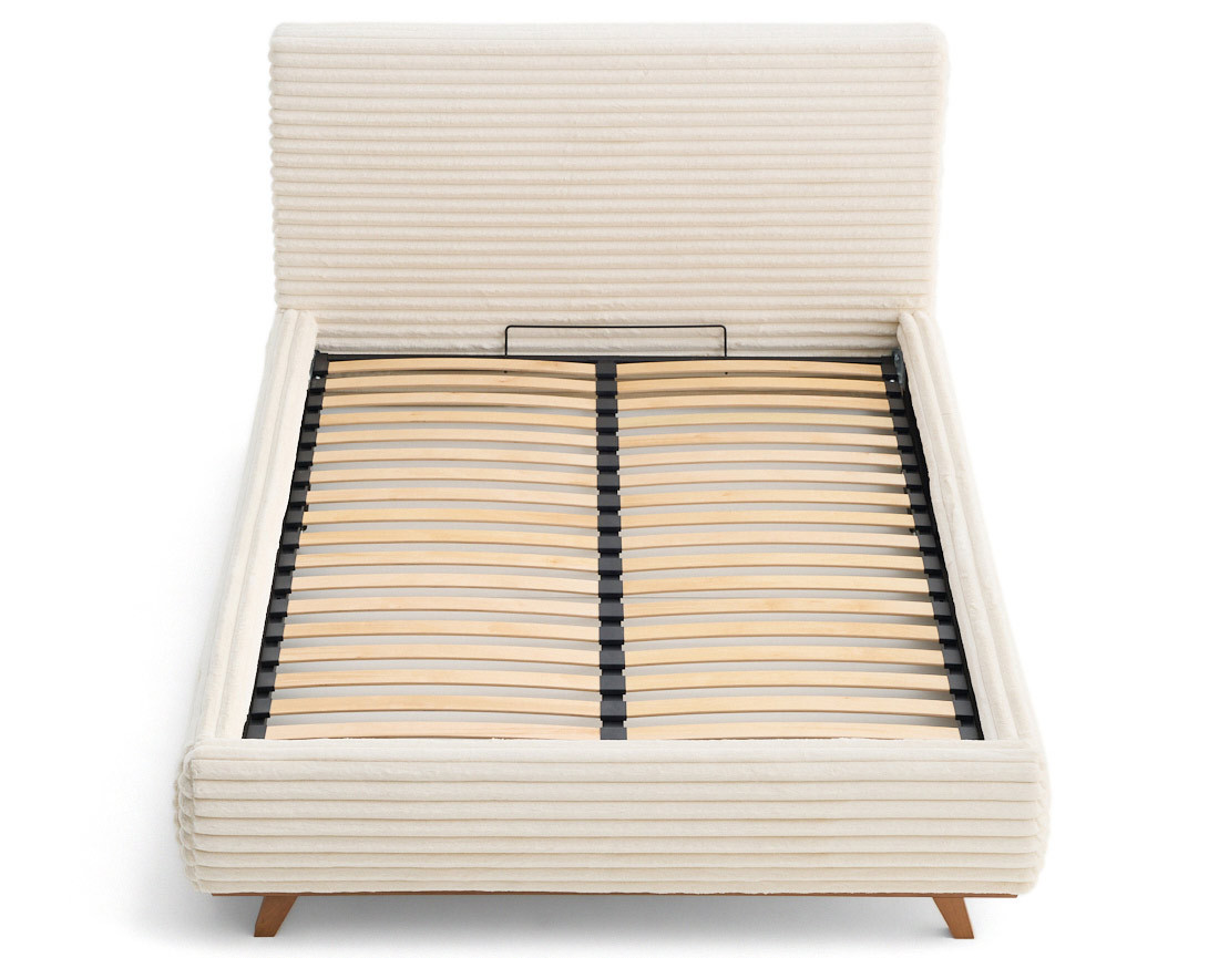 Lit coffre 180x200 sommier inclus fausse fourrure côtelé Cristal