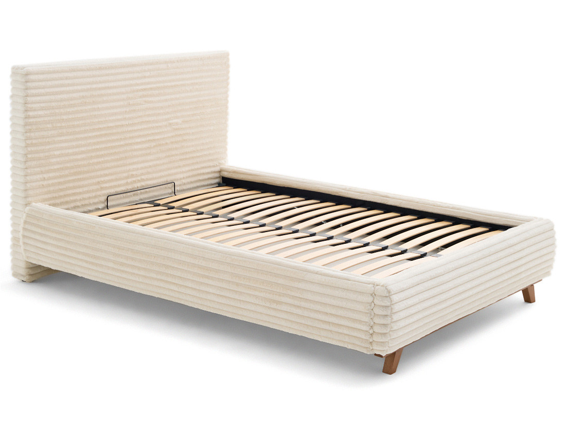 Lit coffre 180x200 sommier inclus fausse fourrure côtelé Cristal