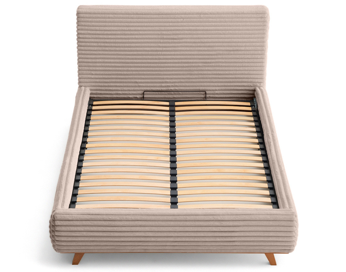 Lit coffre 180x200 sommier inclus fausse fourrure côtelé Cristal