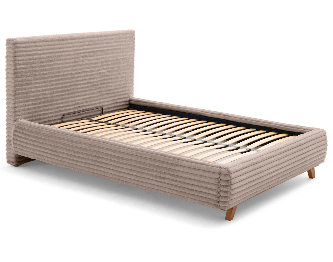 Lit coffre 180x200 sommier inclus fausse fourrure côtelé Cristal