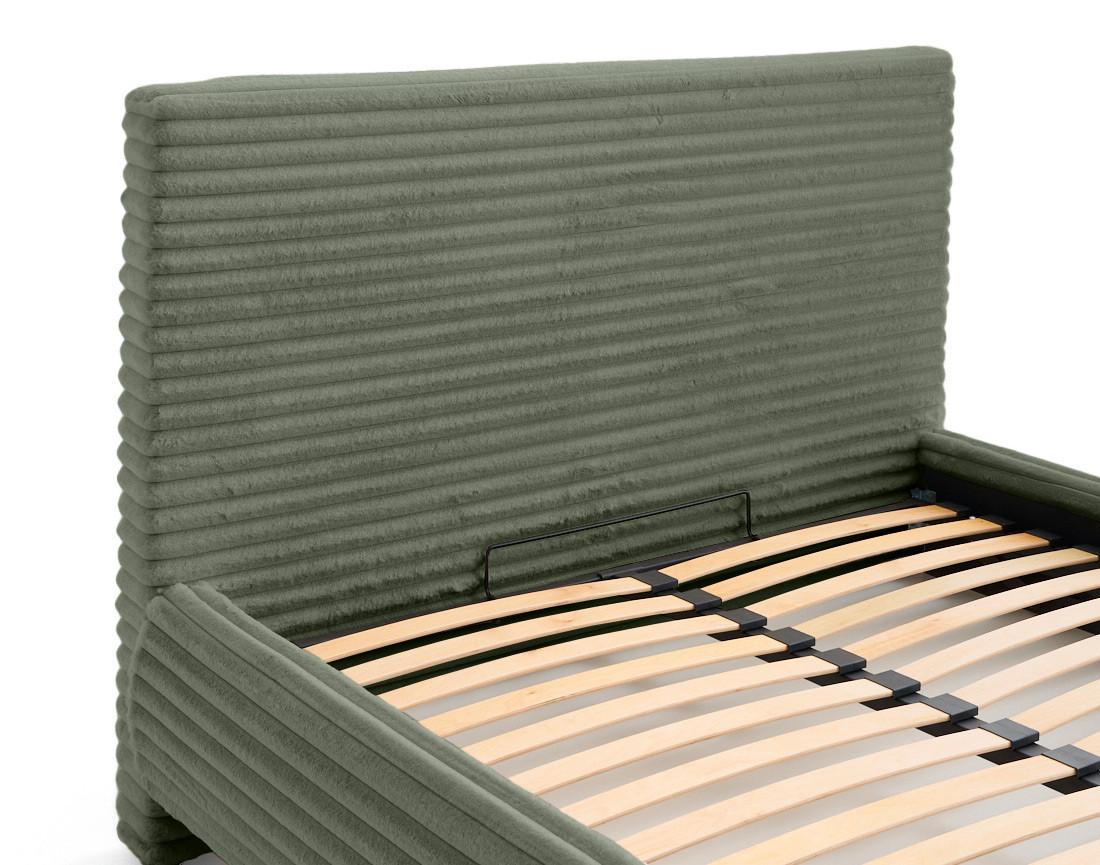 Lit coffre 180x200 sommier inclus fausse fourrure côtelé Cristal