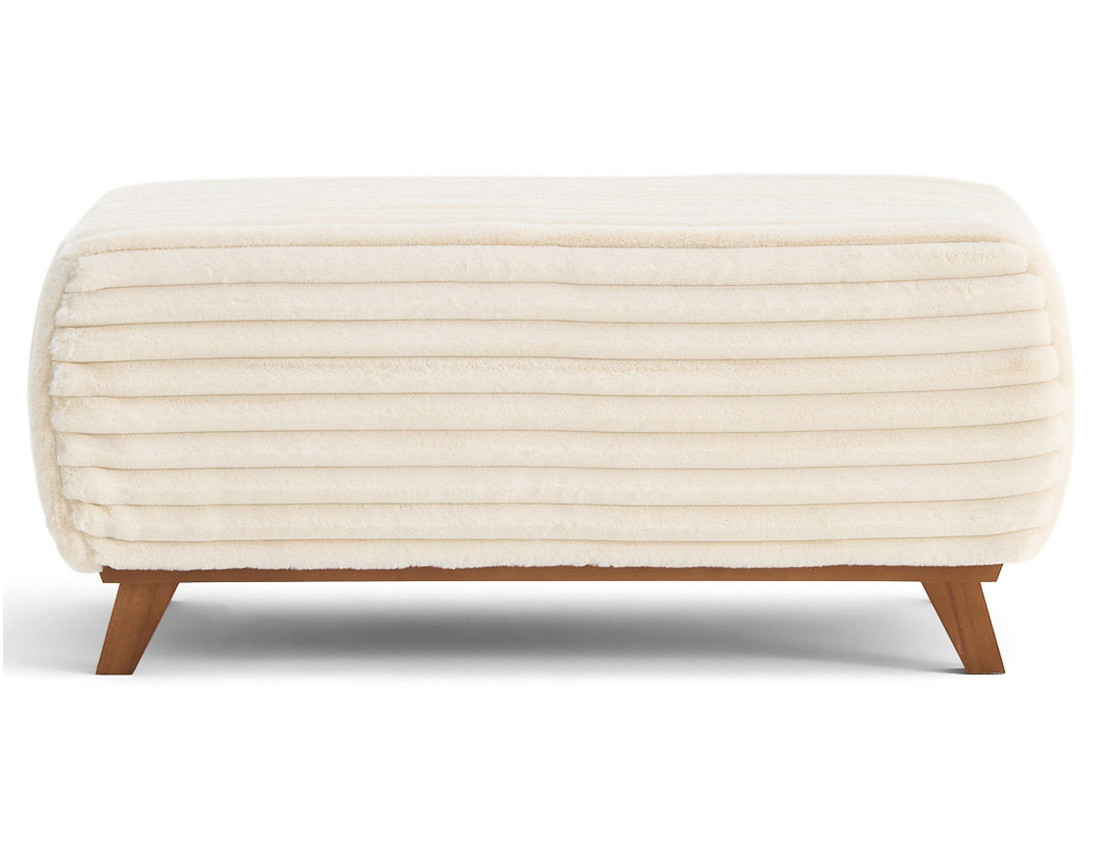 Lit coffre avec bout de lit 140x200 sommier inclus fausse fourrure côtelé Cristal