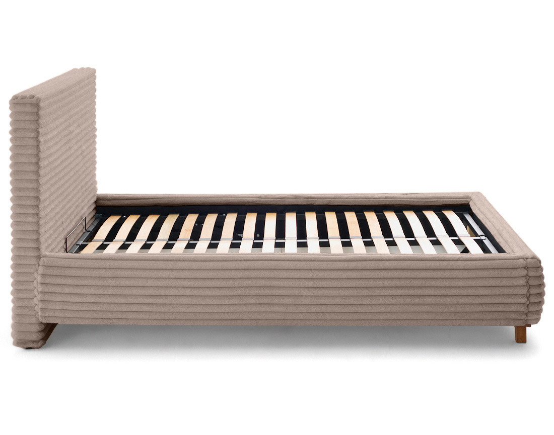 Lit coffre avec bout de lit 180x200 cm sommier inclus fausse fourrure côtelé Cristal