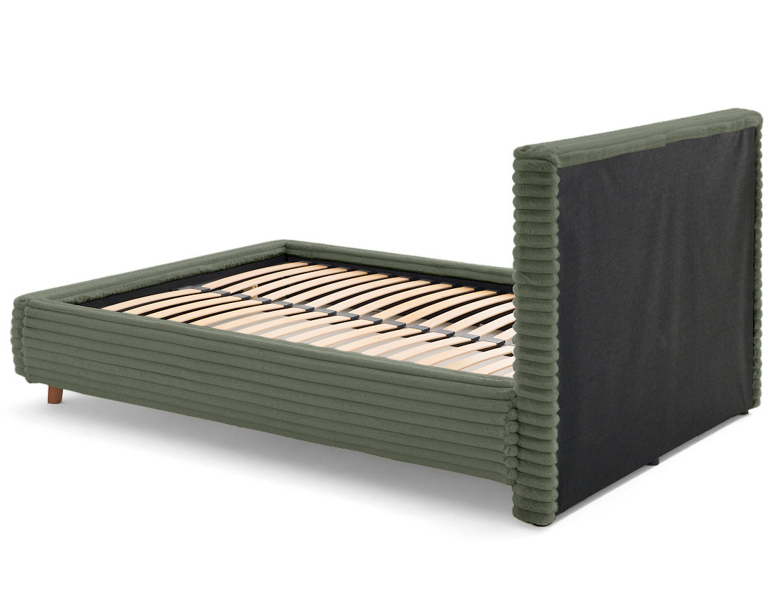 Lit coffre avec bout de lit 180x200 cm sommier inclus fausse fourrure côtelé Cristal