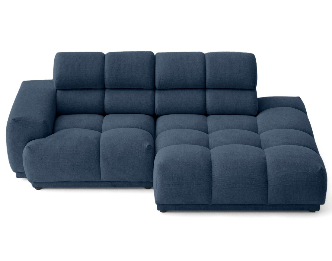 Canapé d'angle droit 3 places avec têtières réglables en tissu texturé Matera