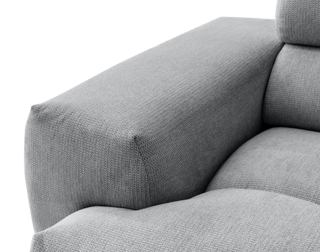 Canapé d'angle droit 3 places avec têtières réglables en tissu texturé Matera