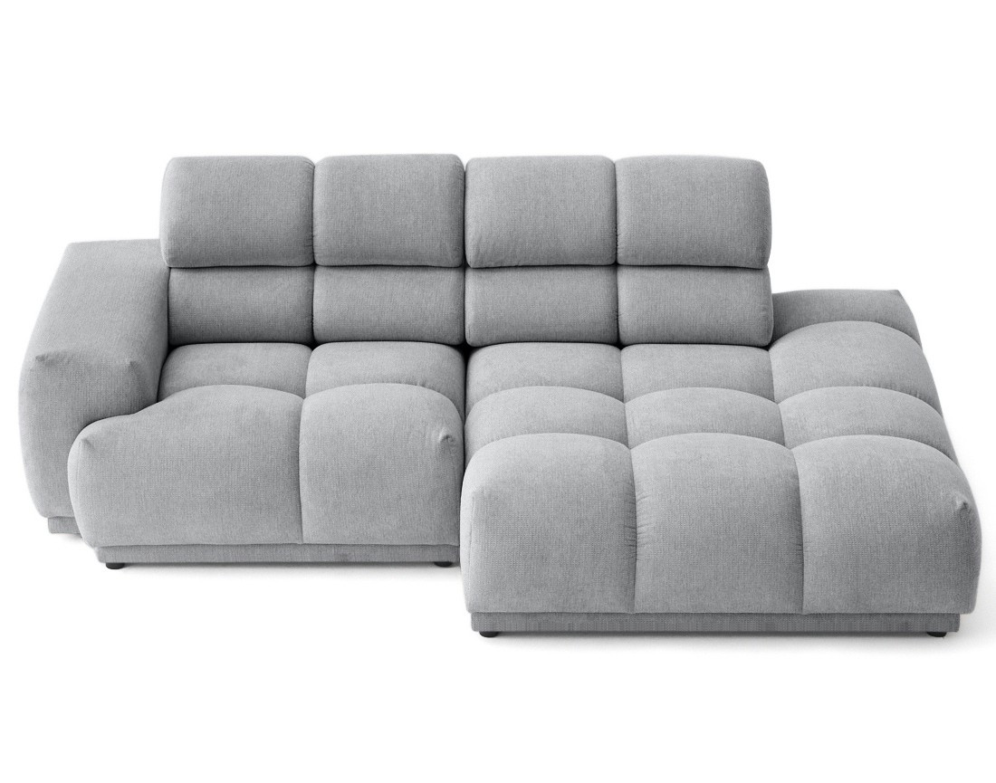 Canapé d'angle droit 3 places avec têtières réglables en tissu texturé Matera