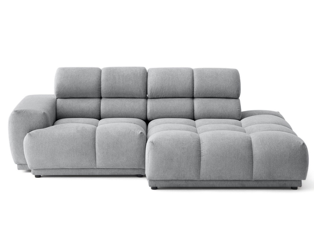 Canapé d'angle droit 3 places avec têtières réglables en tissu texturé Matera