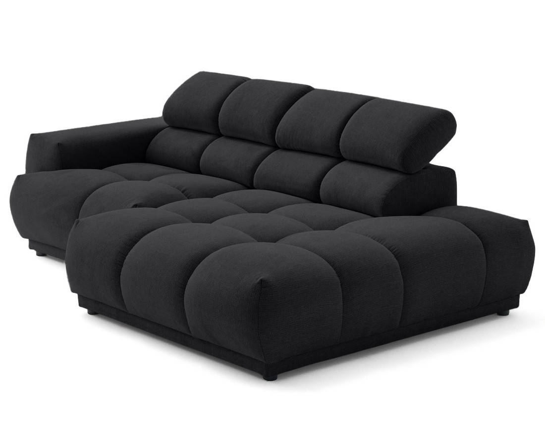 Canapé d'angle droit 3 places avec têtières réglables en tissu texturé Matera