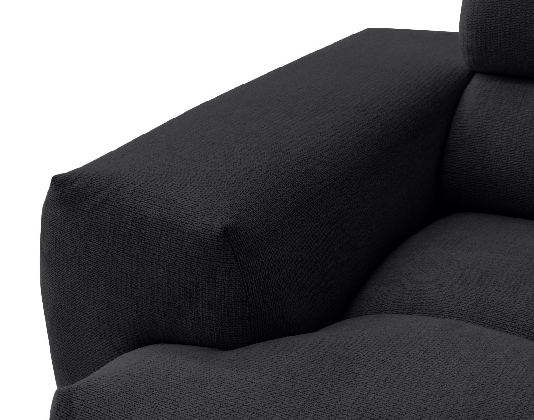 Canapé d'angle droit 3 places avec têtières réglables en tissu texturé Matera