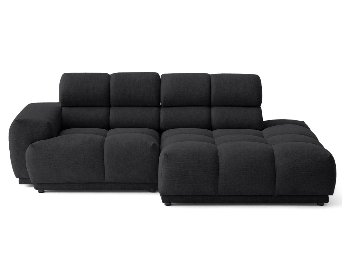Canapé d'angle droit 3 places avec têtières réglables en tissu texturé Matera