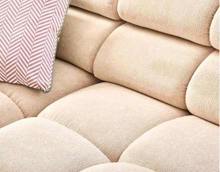 Canapé d'angle droit 3 places avec têtières réglables en tissu texturé Matera