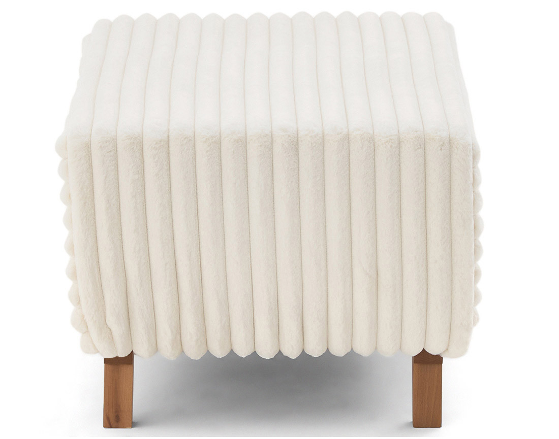 Lit coffre avec bout de lit 160x200 cm sommier inclus fausse fourrure côtelé Cristal