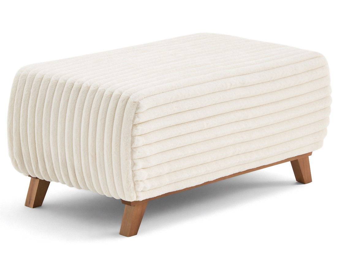 Lit coffre avec bout de lit 160x200 cm sommier inclus fausse fourrure côtelé Cristal