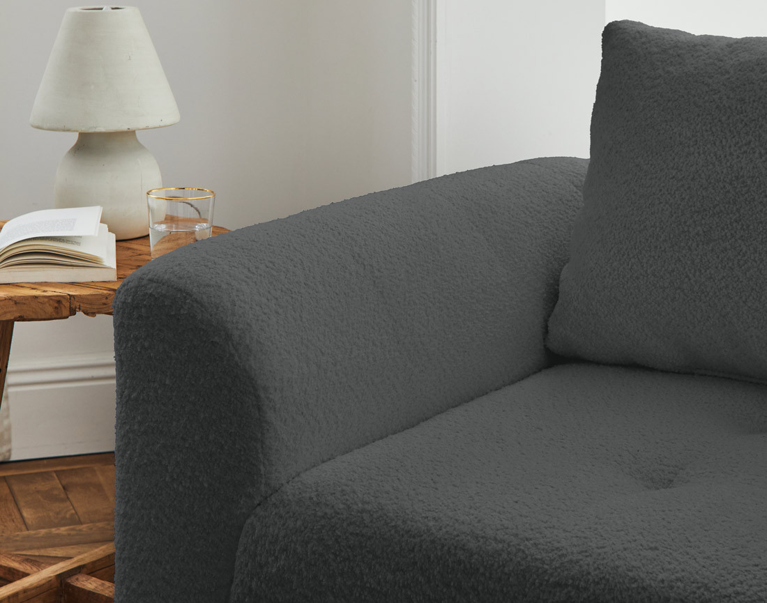 Fauteuil en tissu bouclette Rune