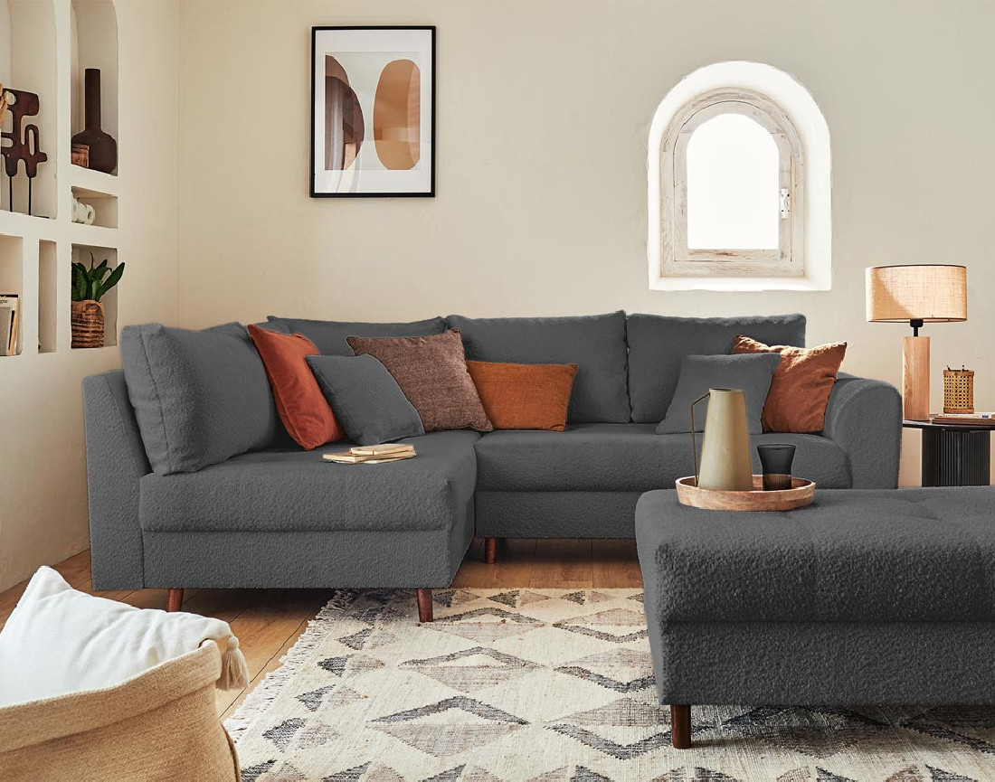 Pouf modulable en tissu bouclette Rune