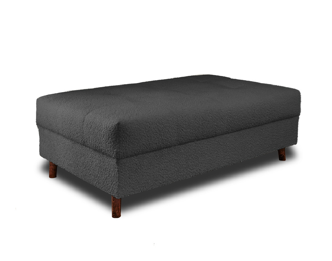 Canapé panoramique d'angle droit 7 places avec pouf d'appoint en tissu bouclette Rune