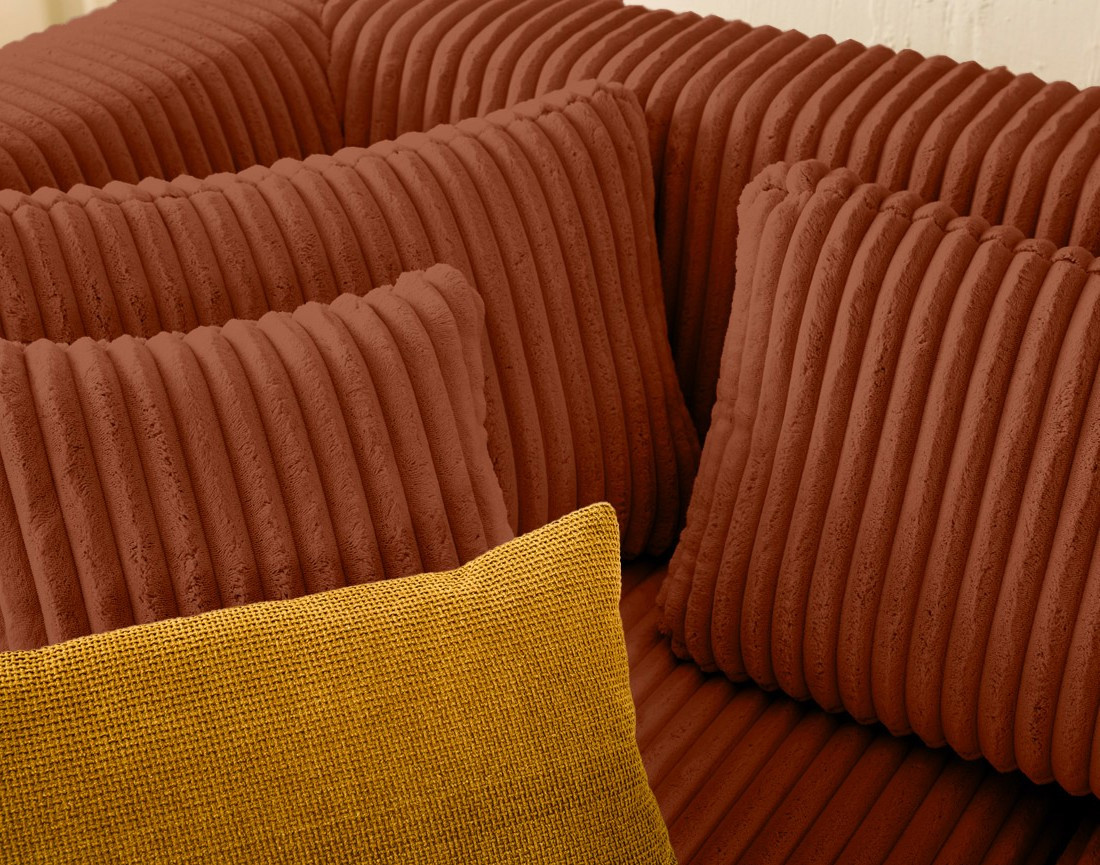 Canapé modulable d'angle gauche 4 places en velours côtelé grosses côtes Victoire