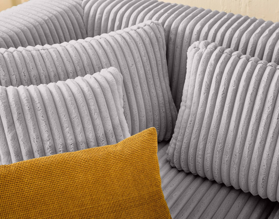 Canapé modulable d'angle gauche 4 places en velours côtelé grosses côtes Victoire