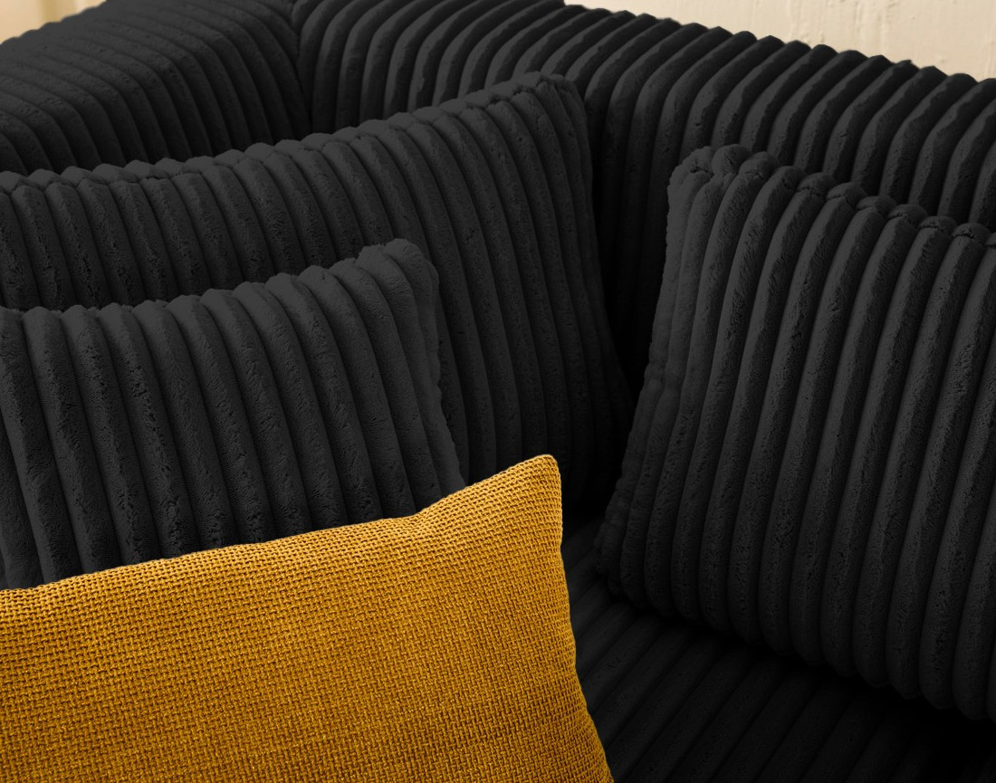 Canapé modulable d'angle gauche 4 places en velours côtelé grosses côtes Victoire