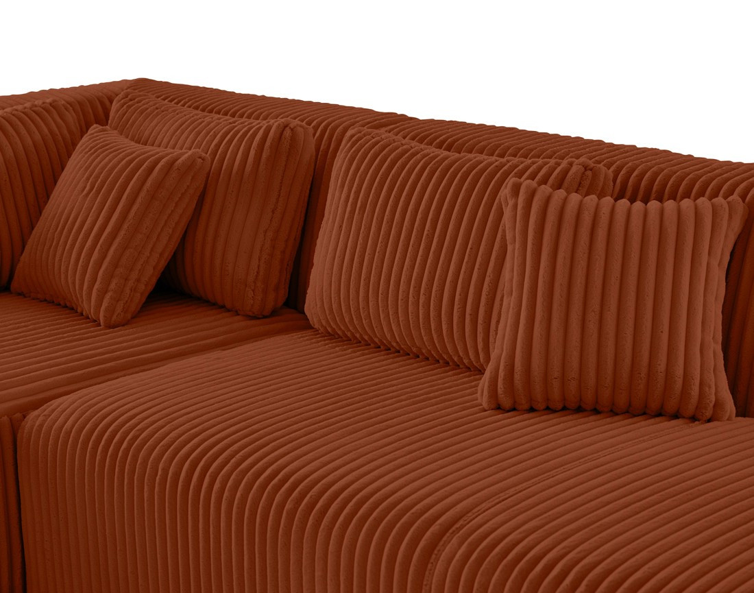 Canapé modulable d'angle gauche 4 places en velours côtelé grosses côtes Victoire