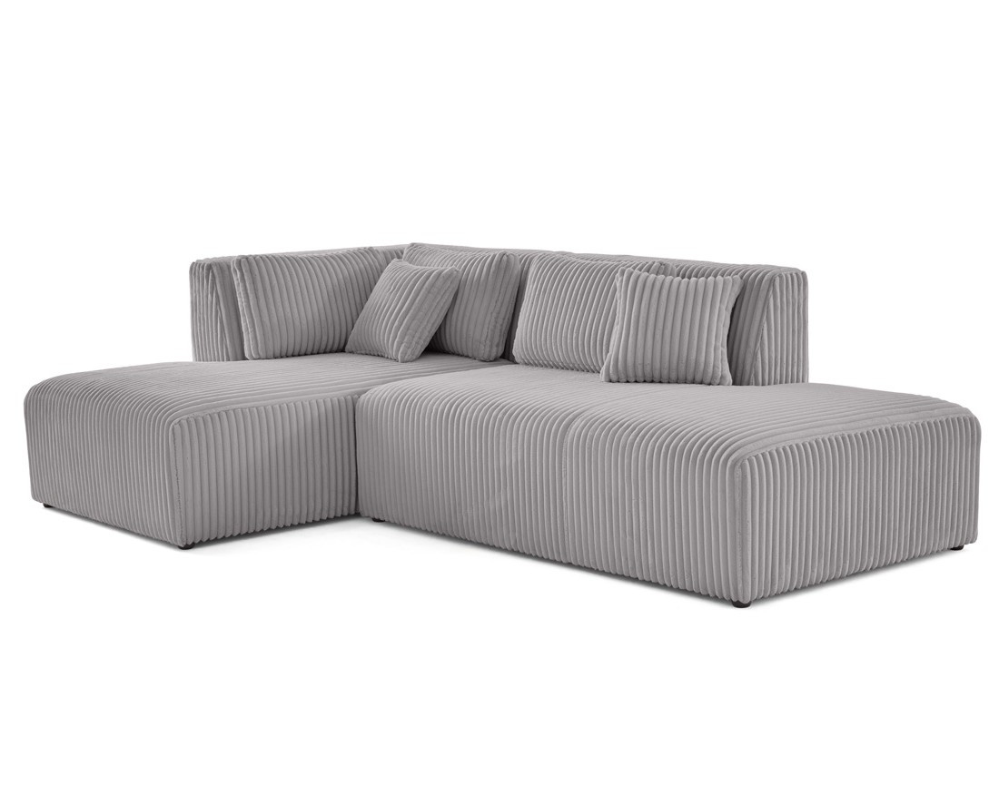 Canapé modulable d'angle gauche 4 places en velours côtelé grosses côtes Victoire