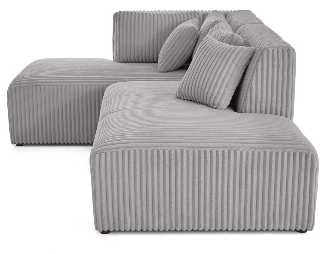 Canapé modulable d'angle gauche 4 places en velours côtelé grosses côtes Victoire