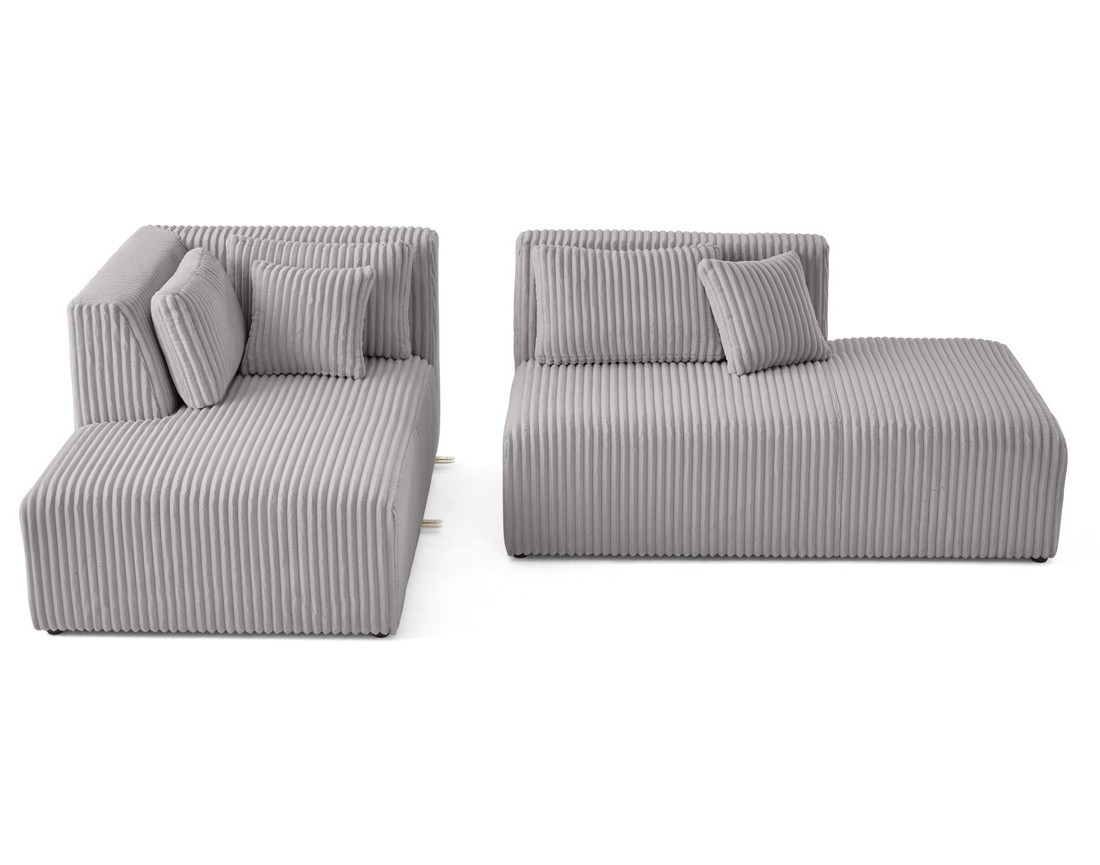 Canapé modulable d'angle gauche 4 places en velours côtelé grosses côtes Victoire