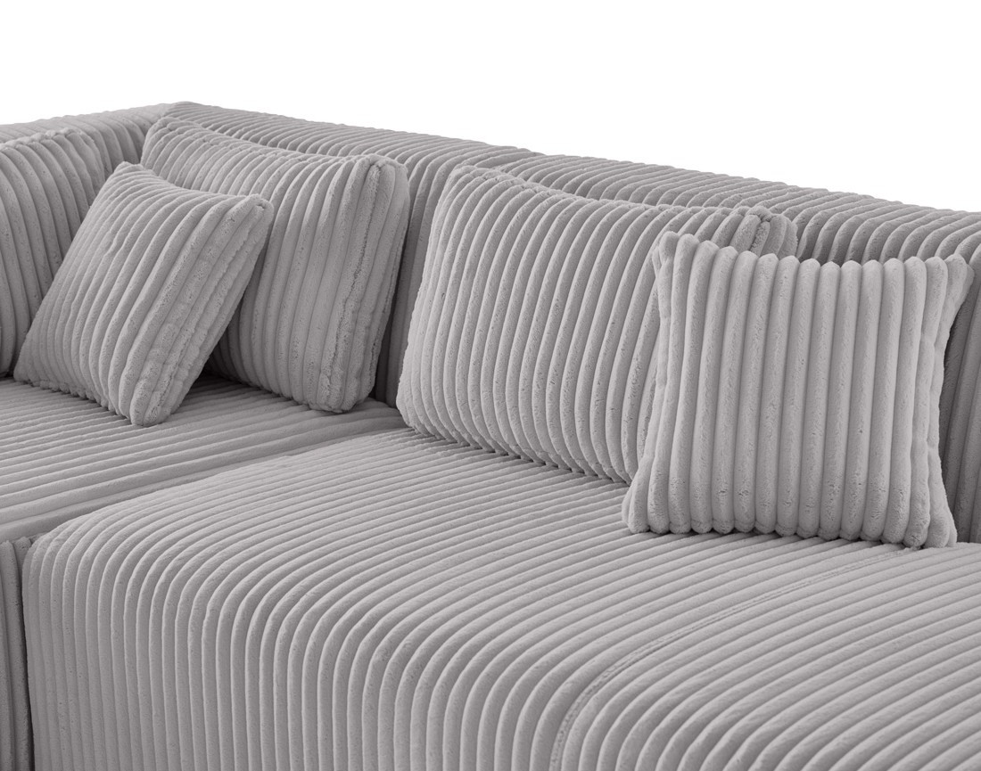 Canapé modulable d'angle gauche 4 places en velours côtelé grosses côtes Victoire