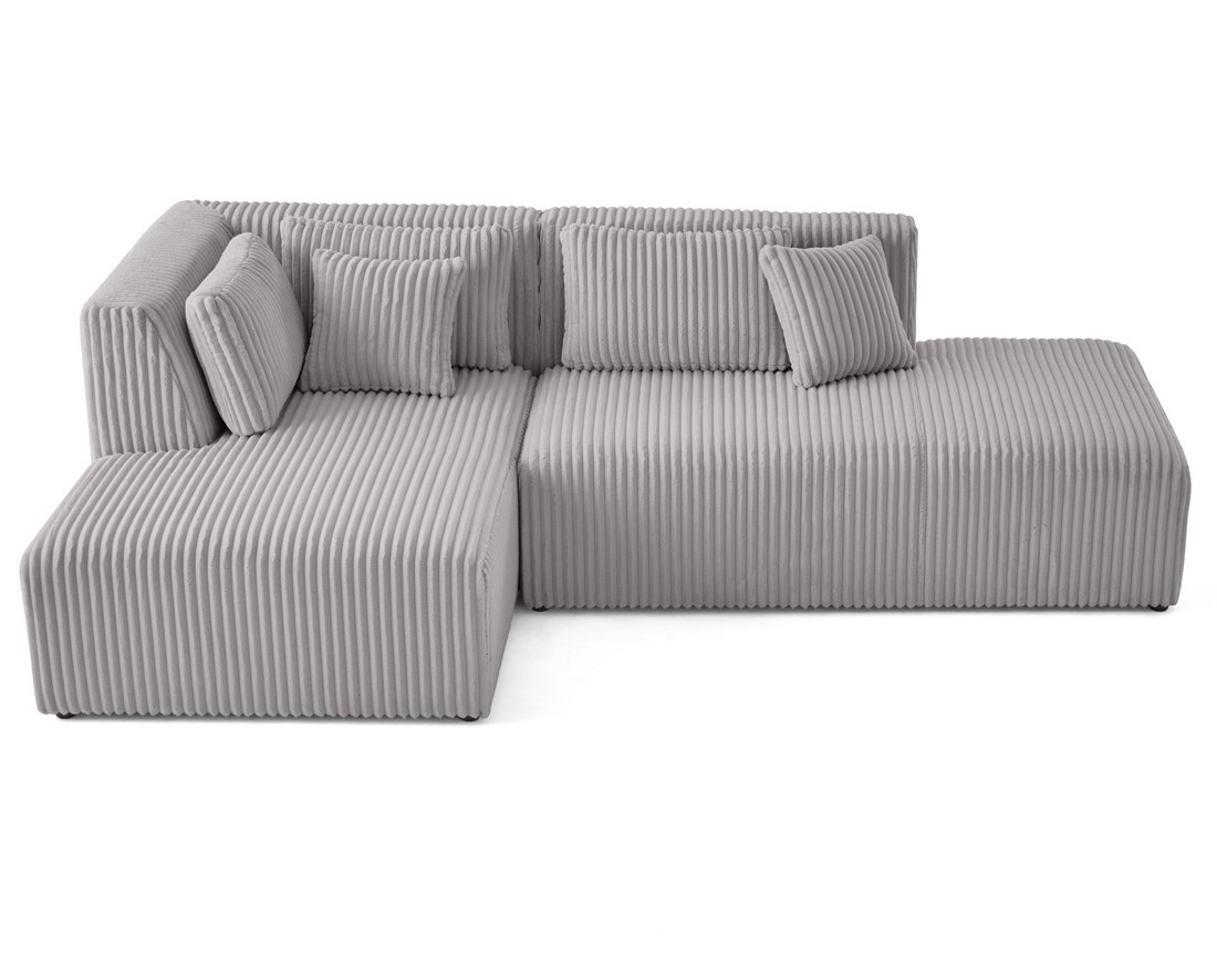 Canapé modulable d'angle gauche 4 places en velours côtelé grosses côtes Victoire