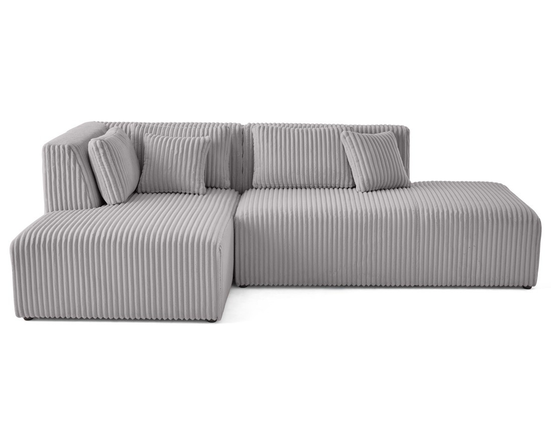 Canapé modulable d'angle gauche 4 places en velours côtelé grosses côtes Victoire